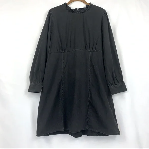 Madewell Denim Ruffled Mockneck Dress - Picture 3 of 11